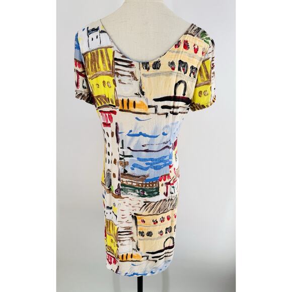 Jams World Dress Vintage Abstract City Shapes 90’s Button Front Mini Art To Wear - Picture 4 of 9